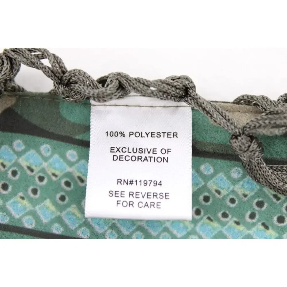Green Paisley Camo Mixed Print Infinity Loop Scarf Bandana Cowl knotted Fringe